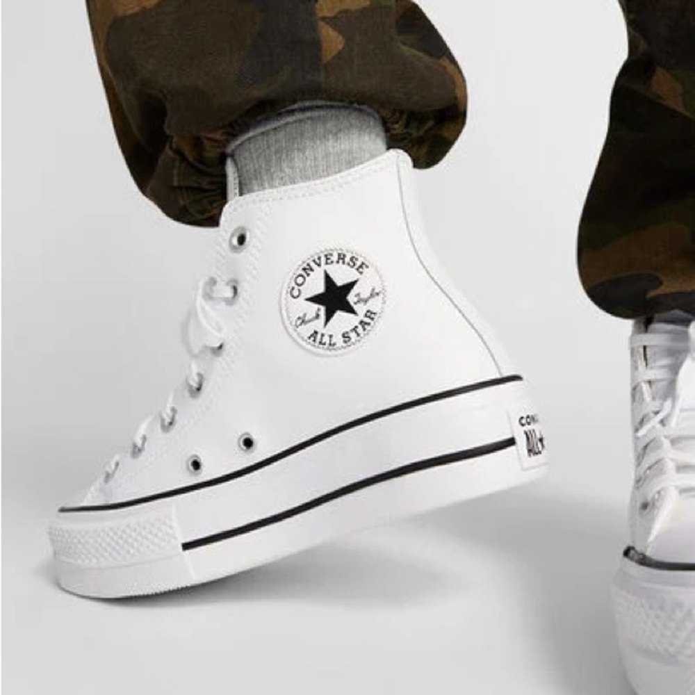 Leather platform converse